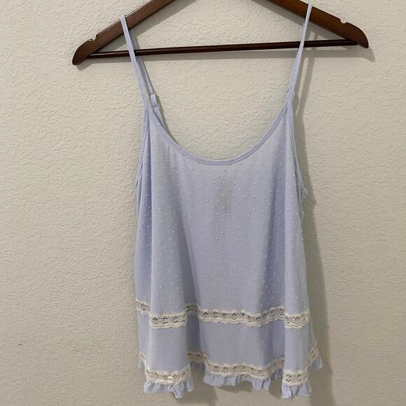 Adore Me Tops - Adore Me Cami Top Baby Blue Womens Size Medium Adjustable Straps Dotted Swiss